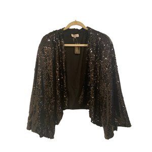 NWT C.O.C. Black Sequin Shrug Jacket Cape Wrap Size 3X